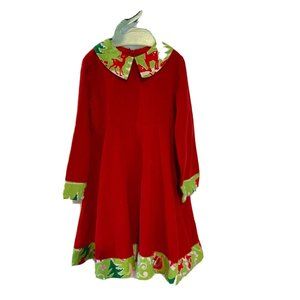 SWEET PETUNIA CLOTHING Boutique Girls Size 6 Corduroy Dress Holiday Themed Trim